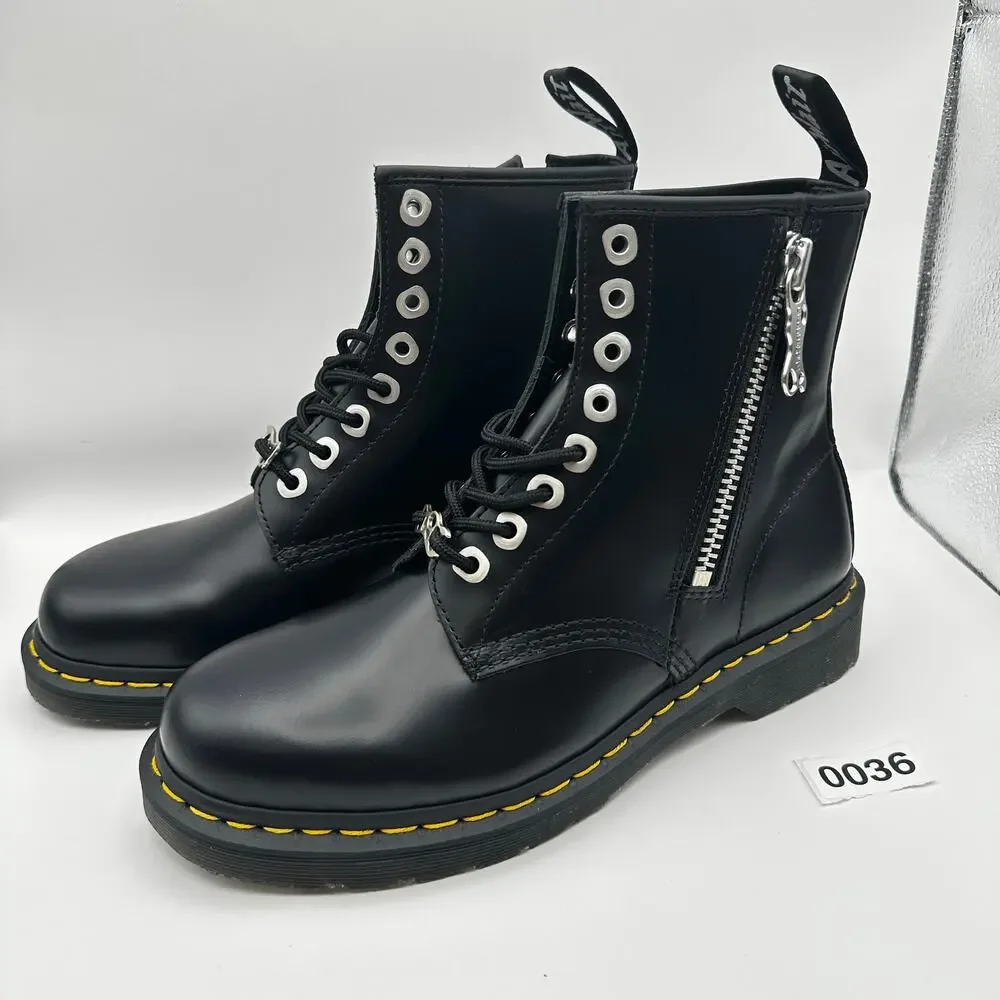 Dr. Doc Martens 1460 Zip Smooth Leather Lace-up Boots Black Size 8 Men’s New